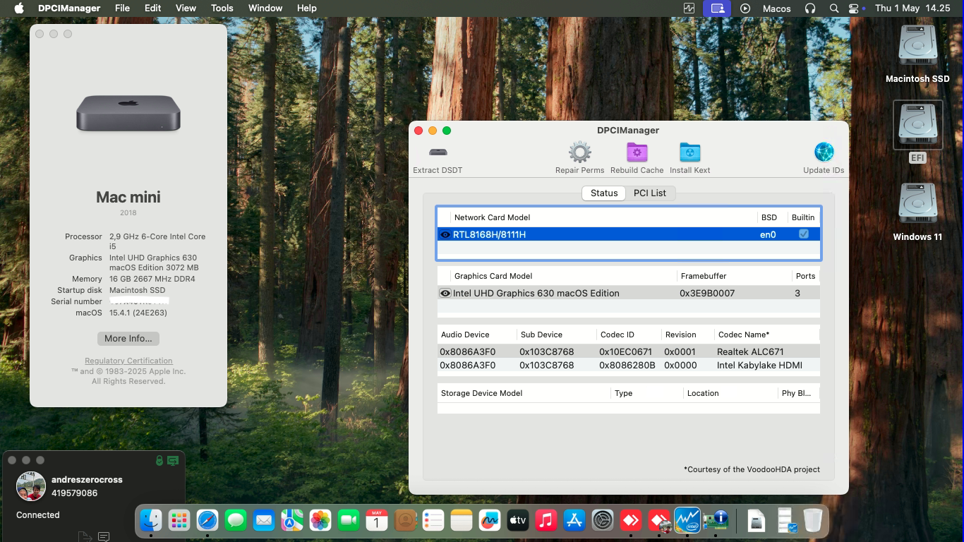 Success Hackintosh macOS Sequoia 15.4.1 Build 24E263 in HP 280 Pro G5 SFF